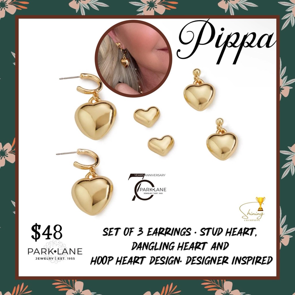Park Lane Pippa Gold Heart Earrings Set Of 3